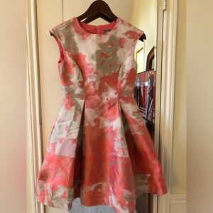 Vince Camuto Orange and Gold Mini Flare Dress Size 0